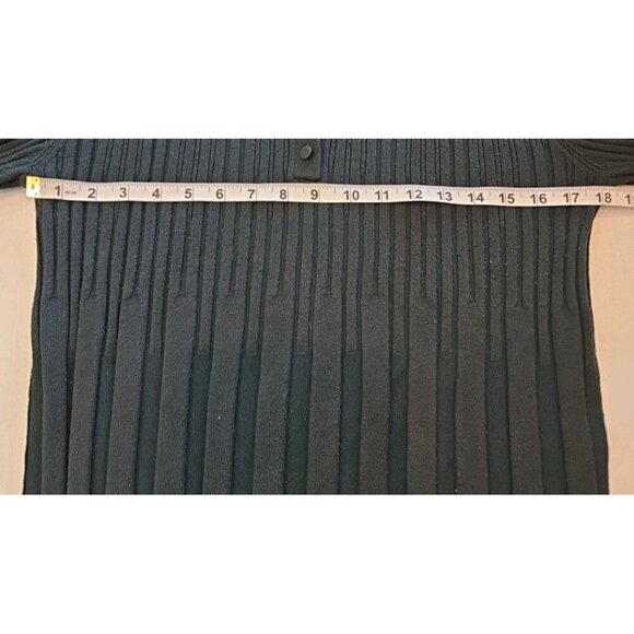 Calvin Klein Women Size L Dark Green Ribbed Collared Pullover Buttoned Sweater - Picture 7 of 9